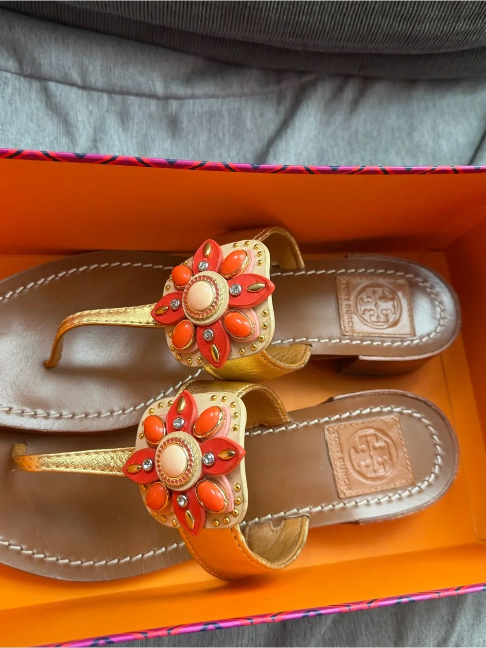 Tory Burch Metallic Gold Leather Sandals